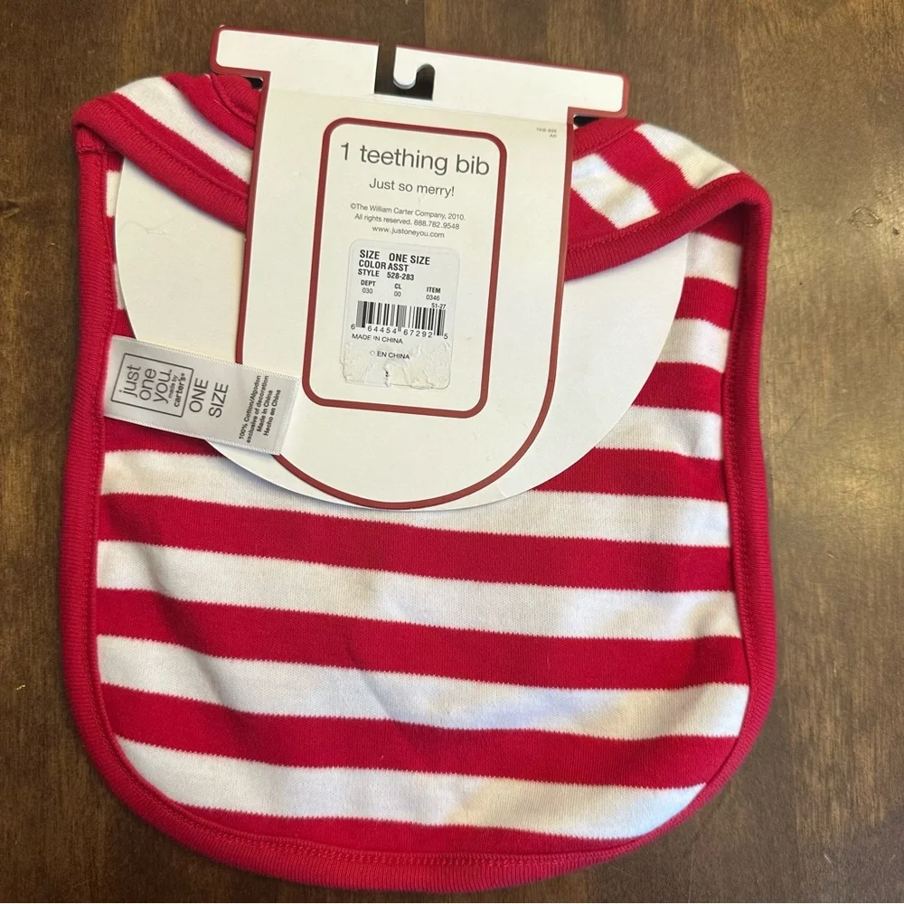 Carters Christmas‎ Holiday Baby Toddler Bib Teething Santa Jolly